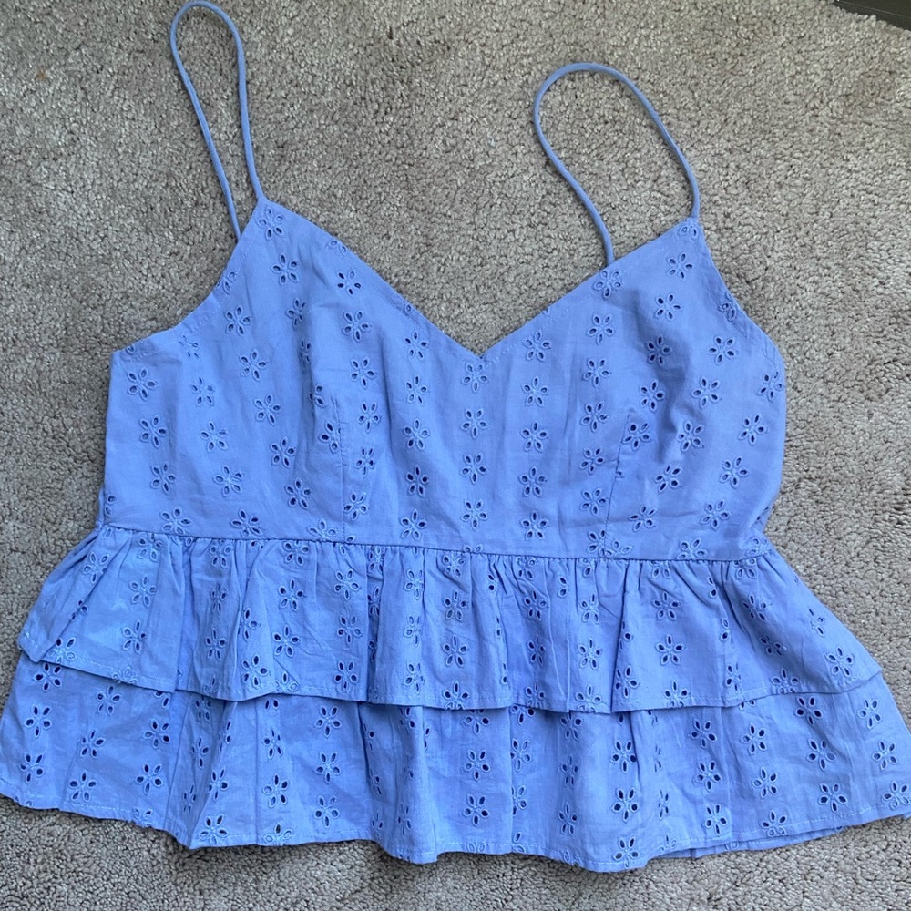 Periwinkle eyelet tank top
